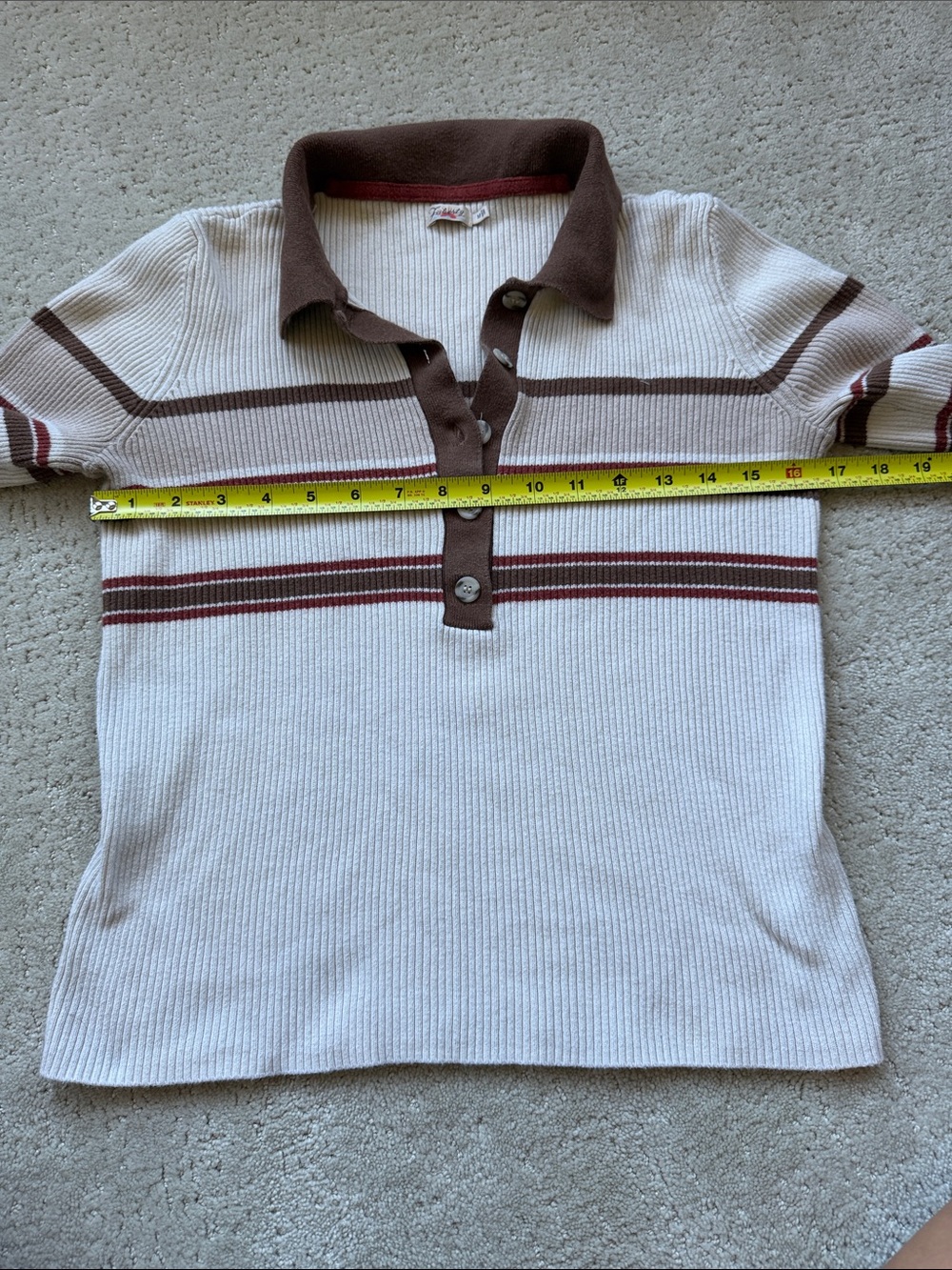 Faherty Cotton Cashmere Rib Knit Collared Henley Sweater - Picture 6 of 6